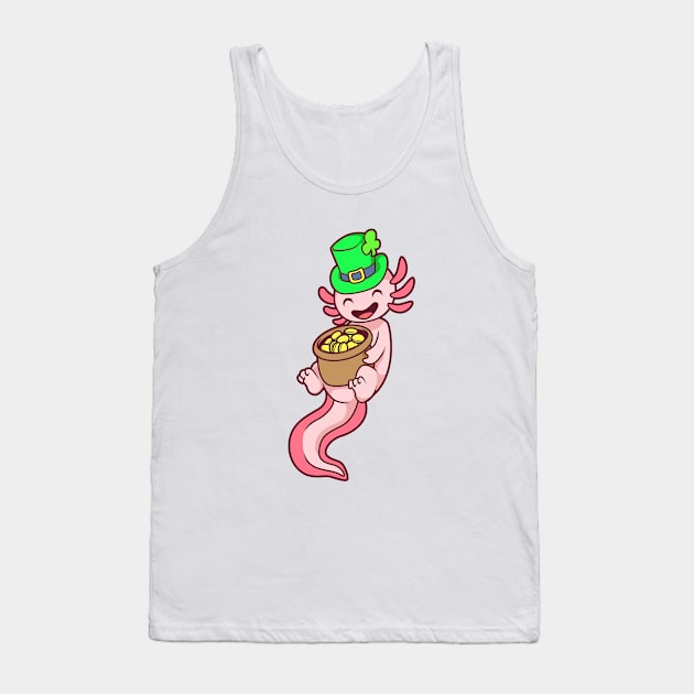 Axolotl Leprechaun - St Patricks Axolotl Tank Top by Modern Medieval Design